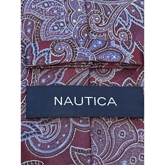 Nautica Blue Burgundy 100% Silk Men’s Neck Tie Made In China - Picture 8 of 9